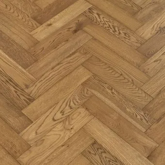 Resized Small Herring Coyote: Coyote-coloured small herringbone pattern flooring from Jordan Wood Floors, showcasing a blend of light browns and tans.