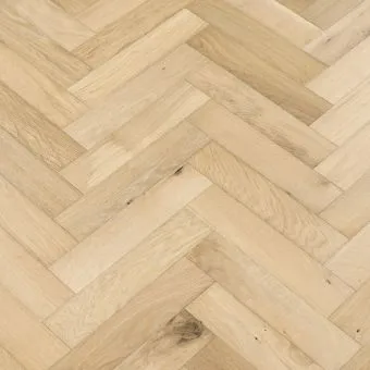 Satin Herringbone Flooring: An image showcasing satin-finished herringbone patterned flooring, characterized by its smooth and glossy surface, creating a luxurious and elegant atmosphere in any room.