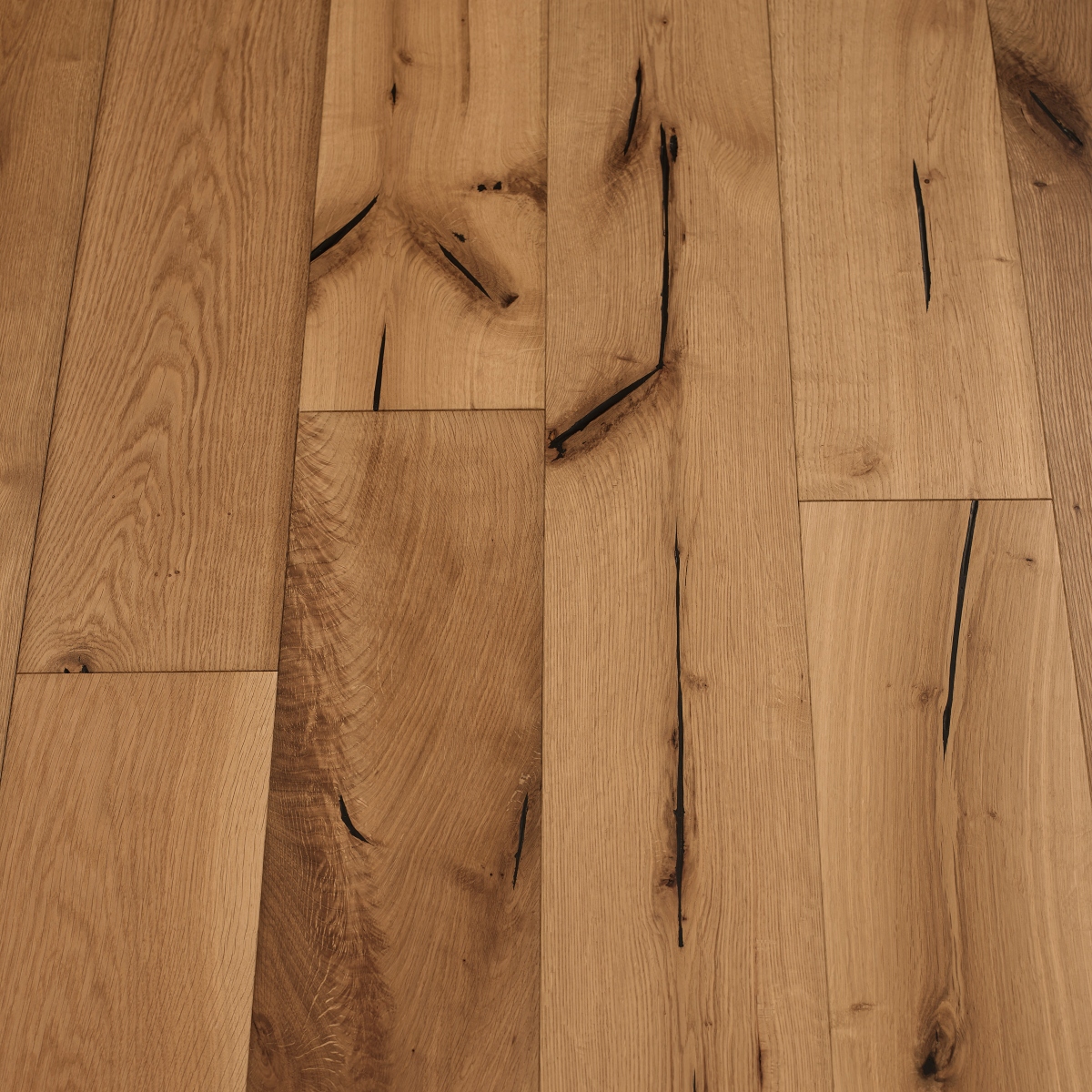 Distressed Chestnut Flooring: An image showcasing distressed chestnut flooring, featuring a deep brown colour with reddish undertones, offering a luxurious and timeless appeal.