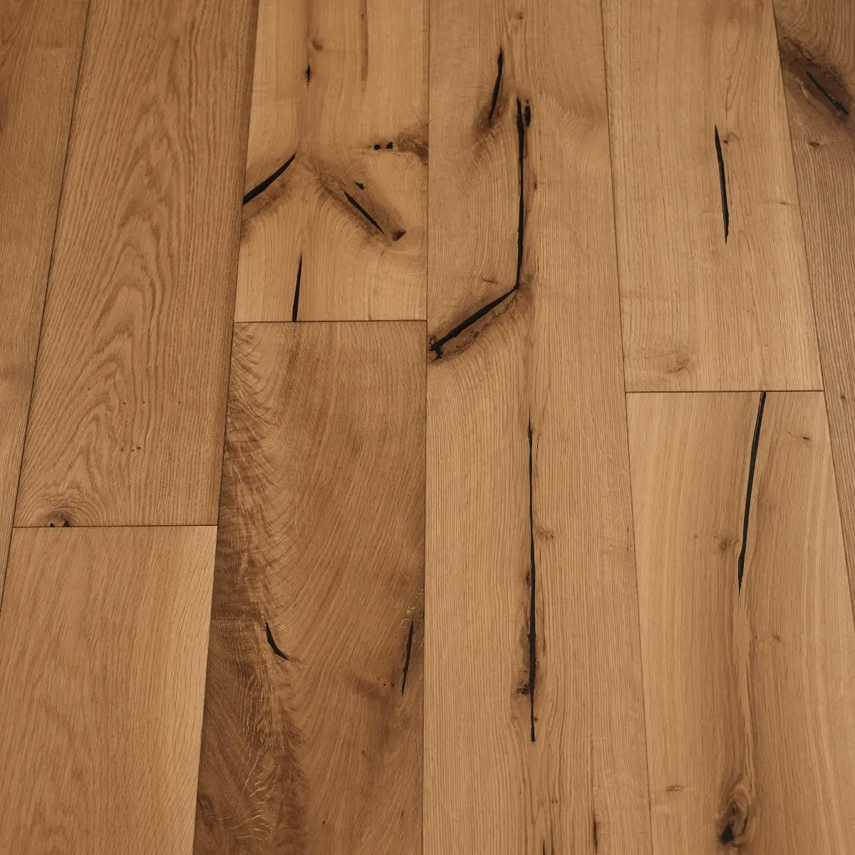 Distressed Chestnut Flooring: An image showcasing distressed chestnut flooring, featuring a deep brown colour with reddish undertones, offering a luxurious and timeless appeal.