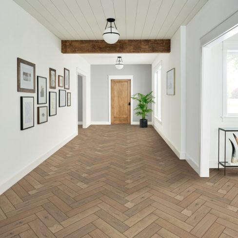 A minimalist icon representing clear-finished herringbone flooring, likely used for navigation or product categorization on Jordan Woodfloors' website.