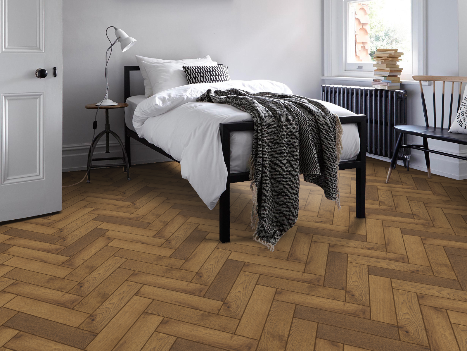 Herringbone Light Smoked Oak Brush & UV Oiled Engineered Flooring – 100mm x 14mm x 400mm