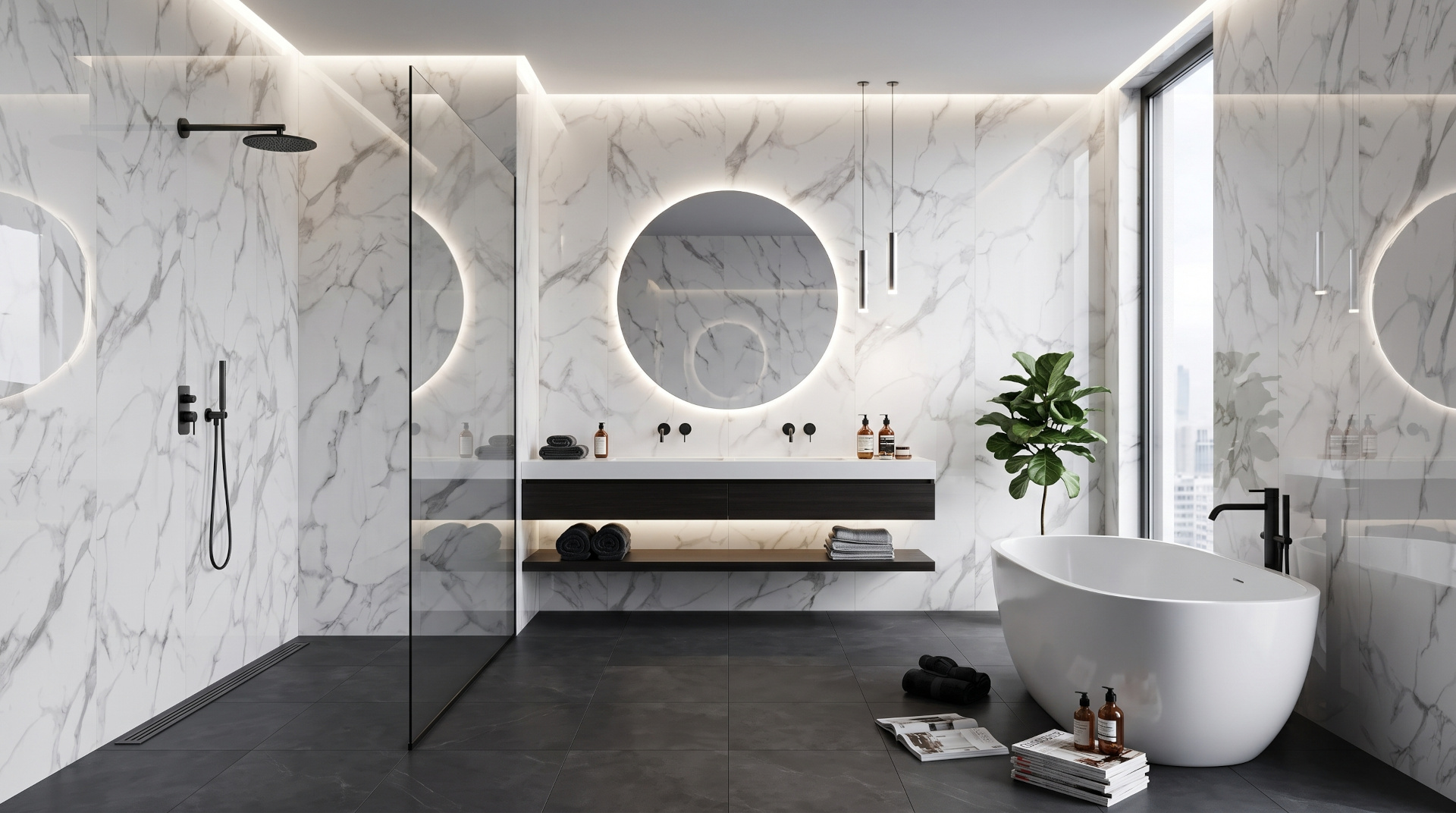 Plain High Gloss Marble Wall Panels